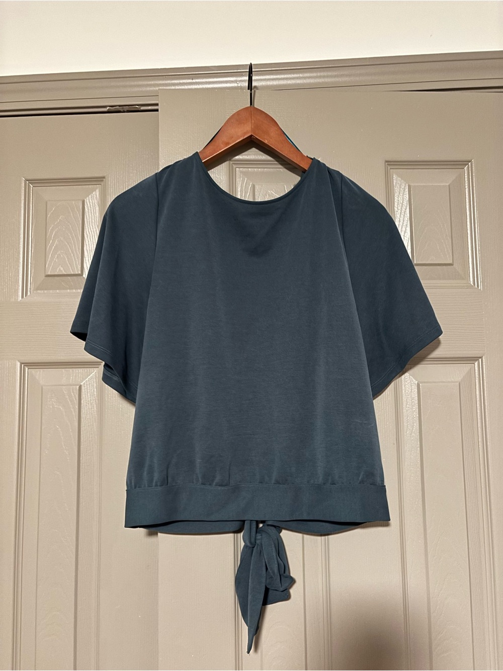 Gentle Fawn Slate Blue Flutter Sleeve Top with open back